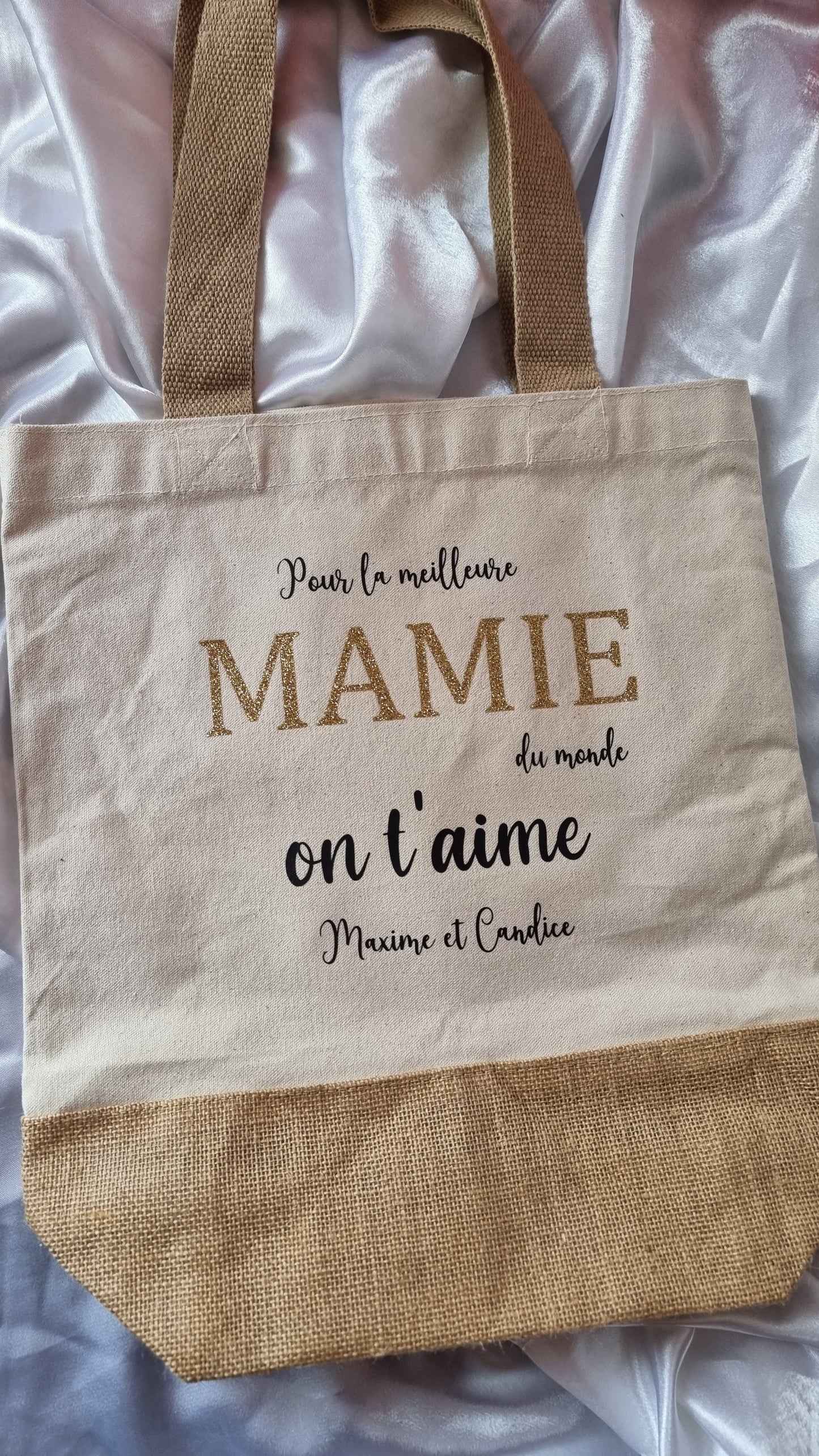 Sac " Pour la meilleure ...... " cotton et jute