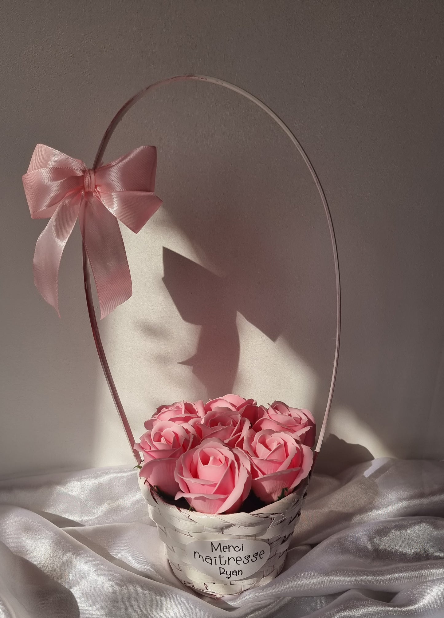 Panier Blanc roses de savon
